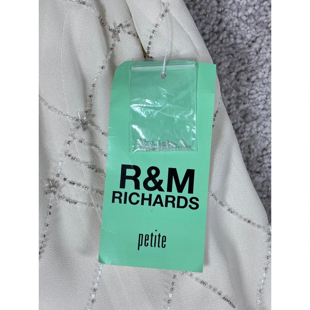 R&M Richards Petite Sleeveless Beaded Formal Dress Ivory Size‎ 8P - READ